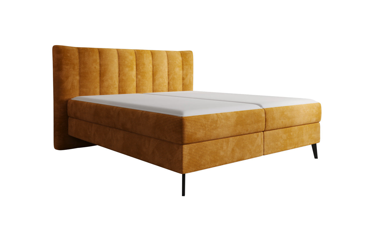 Ines box spring bed in Corduroy with storage