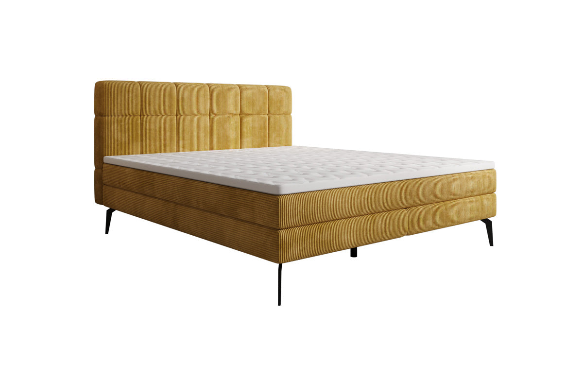 Boxspringbett Vera aus Cord mat héije Féiss
