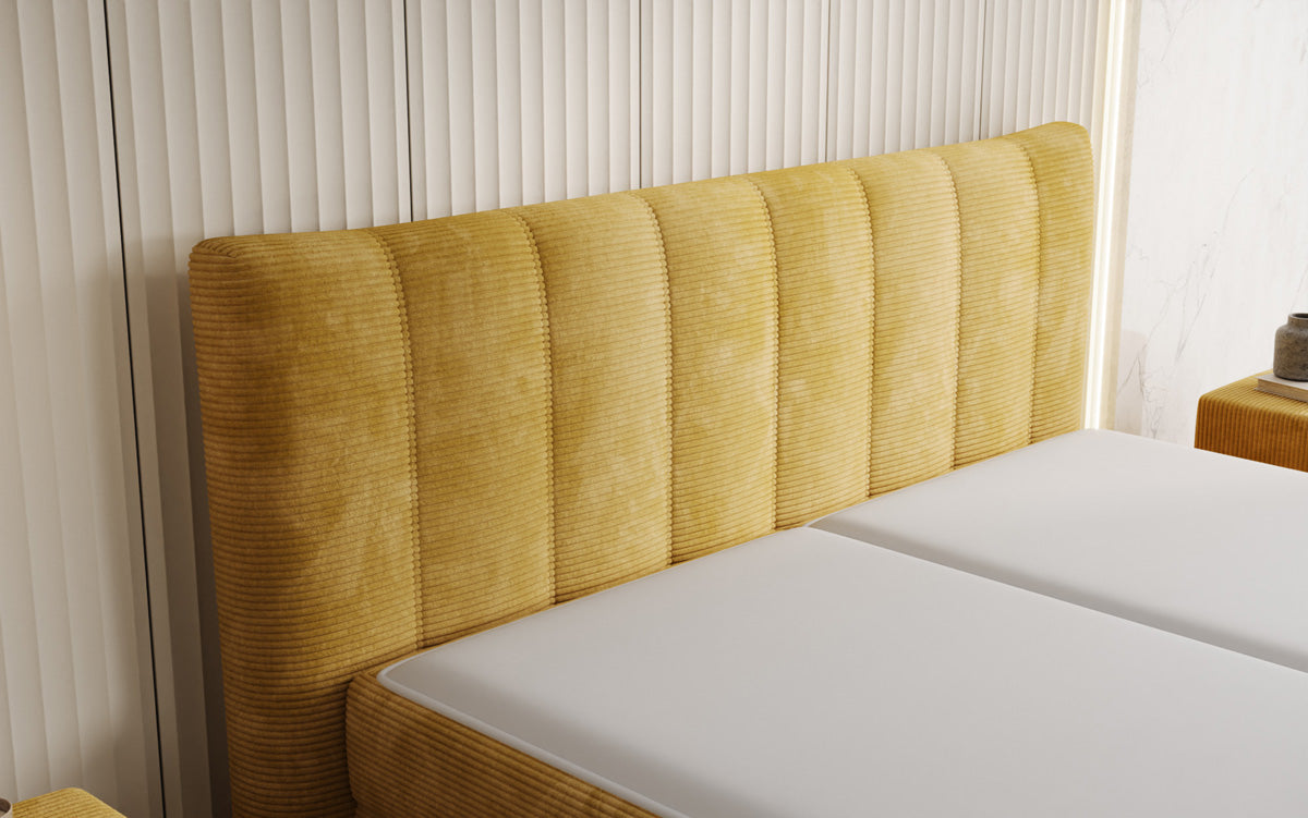 Ines box spring bed in Corduroy with storage