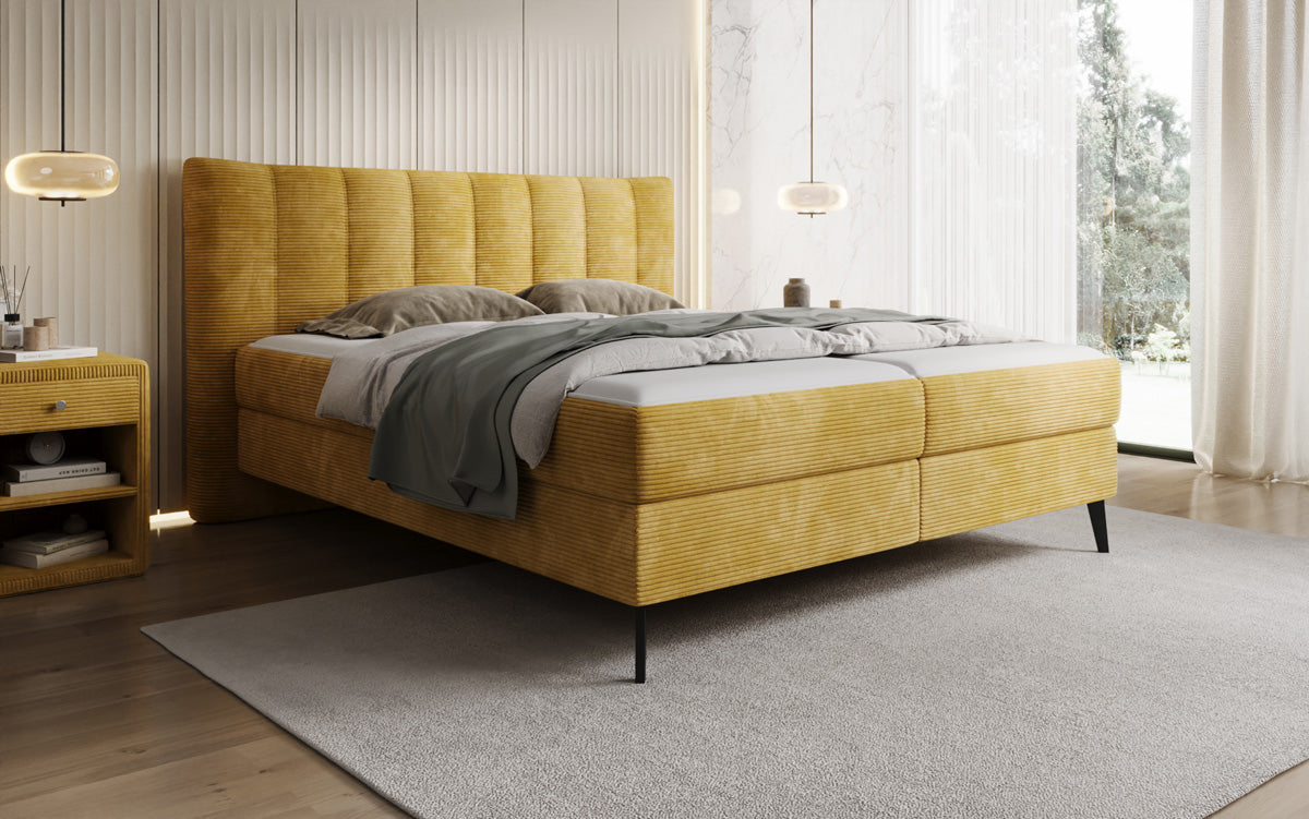 Ines box spring bed in Corduroy with storage