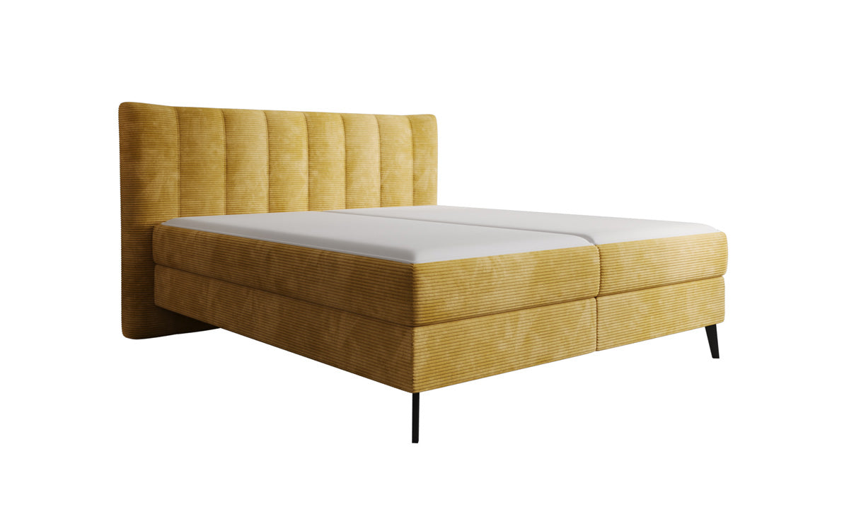 Ines box spring bed in Corduroy with storage