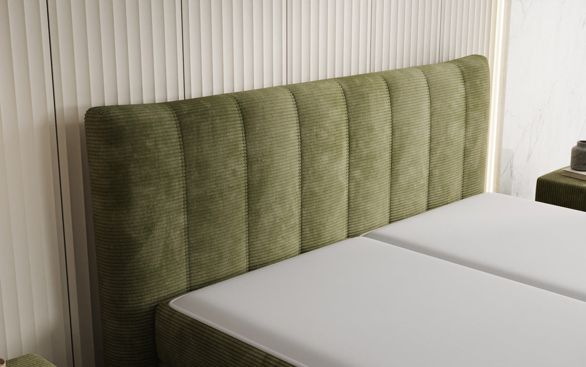 Ines box spring bed in Corduroy with storage