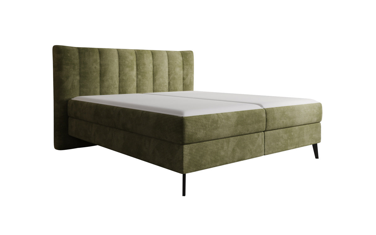 Ines box spring bed in Corduroy with storage