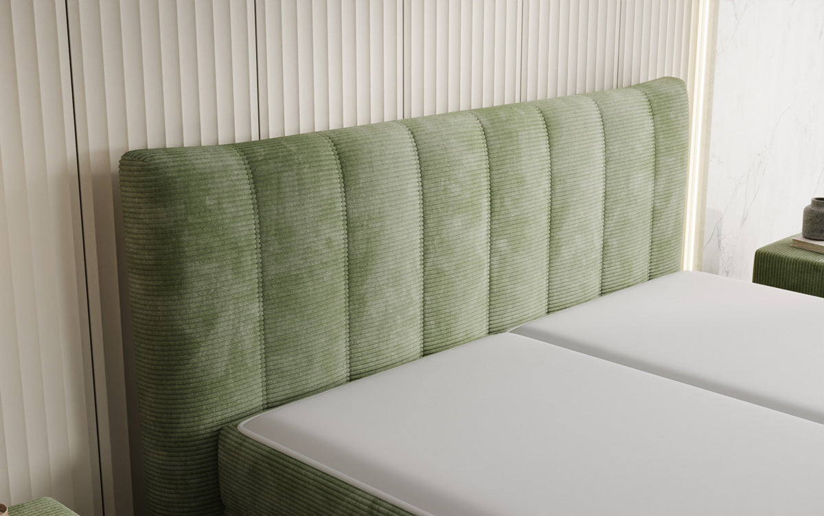 Ines box spring bed in Corduroy with storage