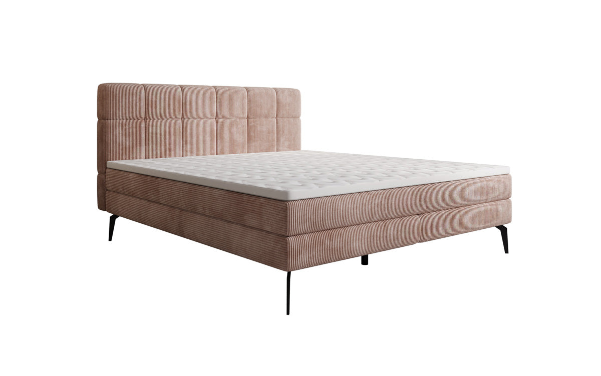 Boxspringbett Vera aus Cord mat héije Féiss