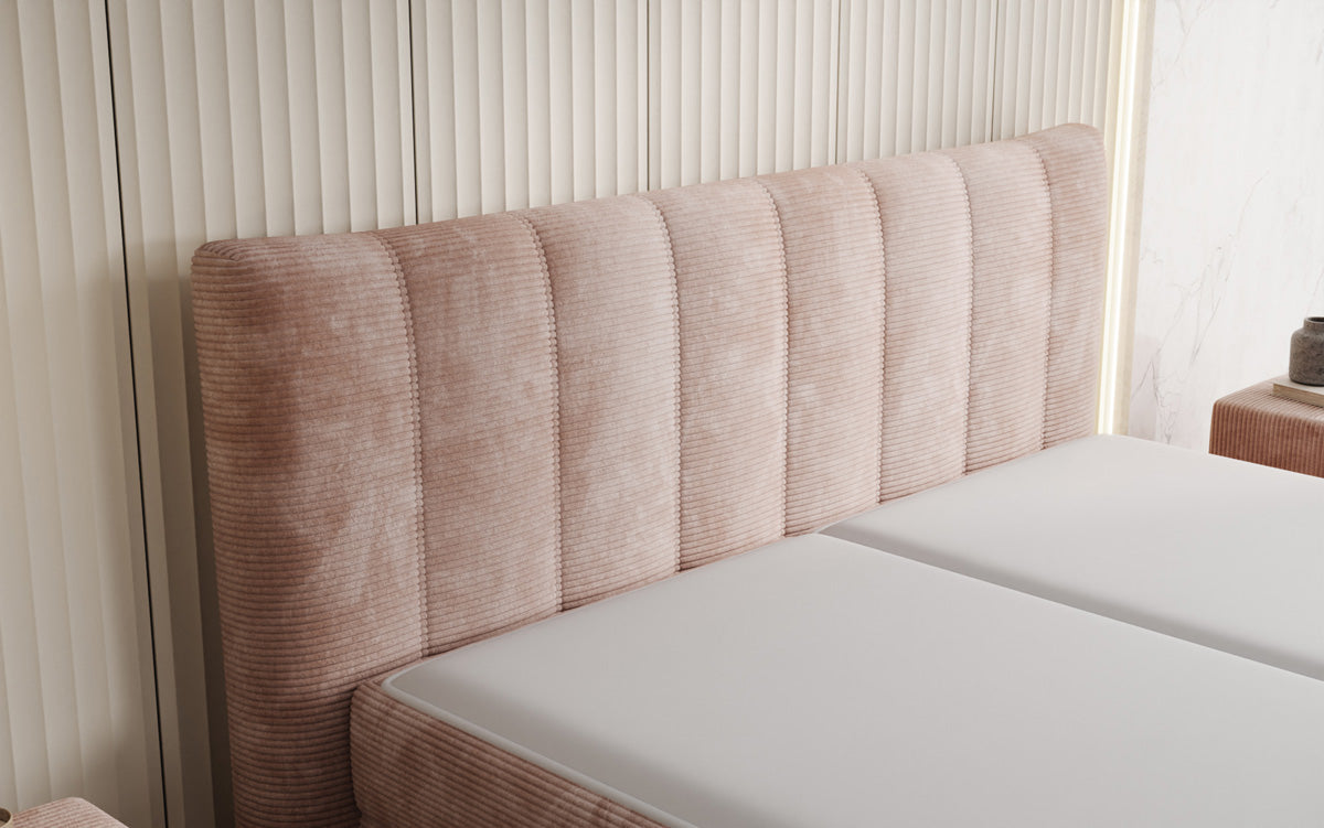 Ines box spring bed in Corduroy with storage