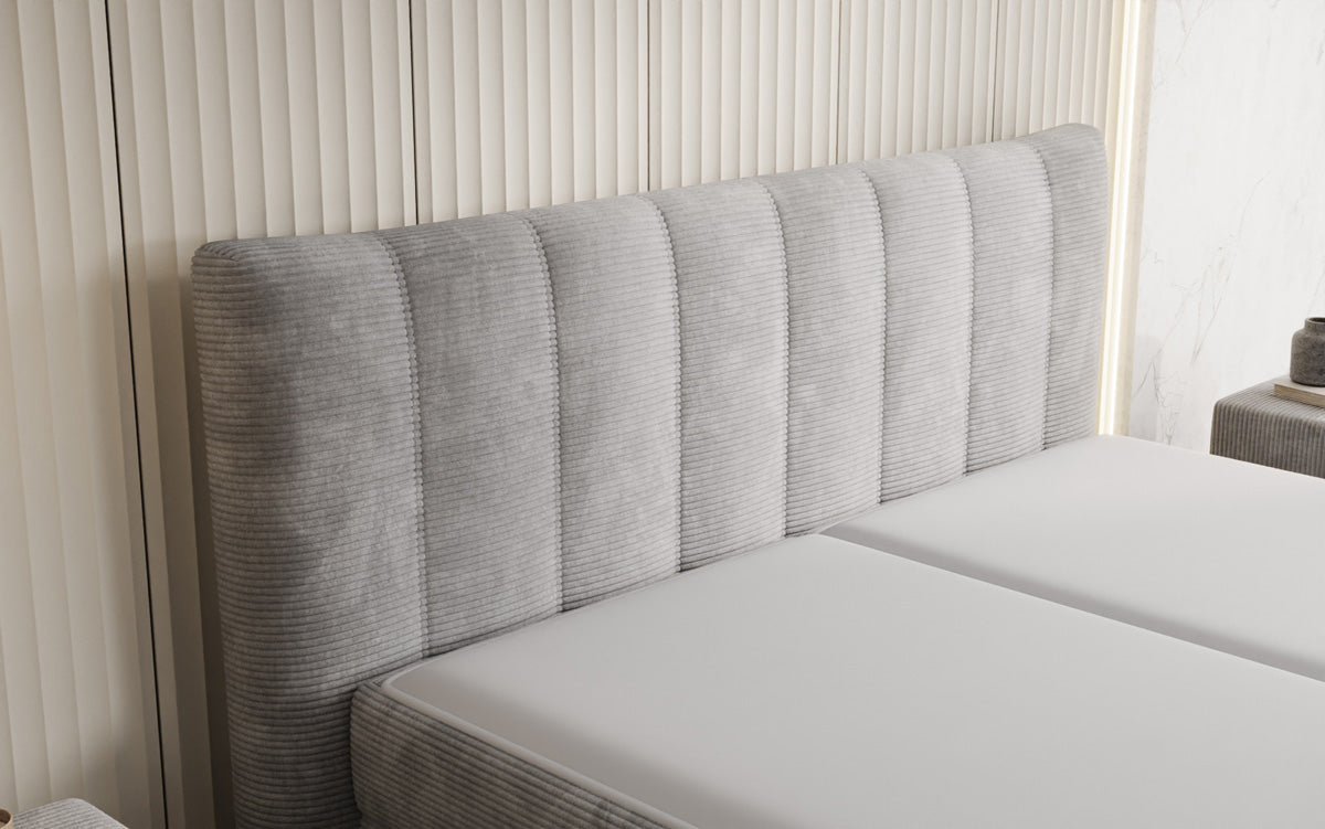 Ines box spring bed in Corduroy with storage