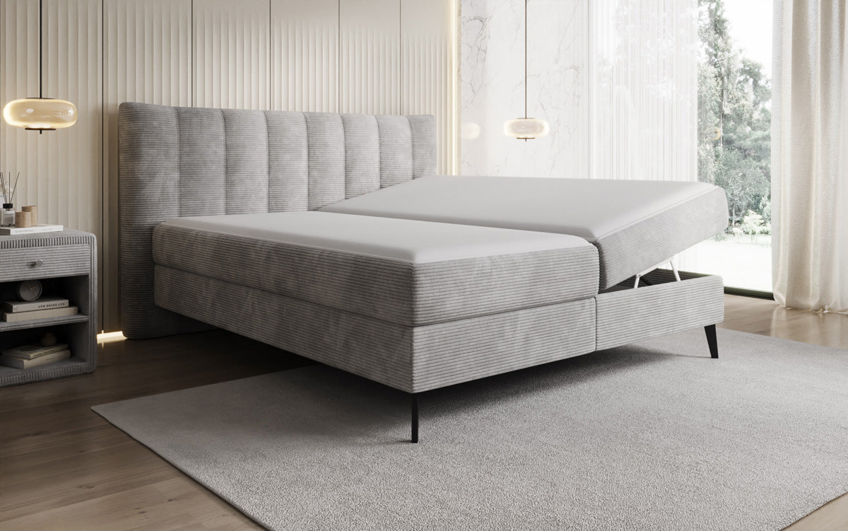 Ines box spring bed in Corduroy with storage