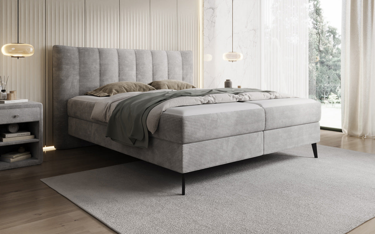 Ines box spring bed in Corduroy with storage