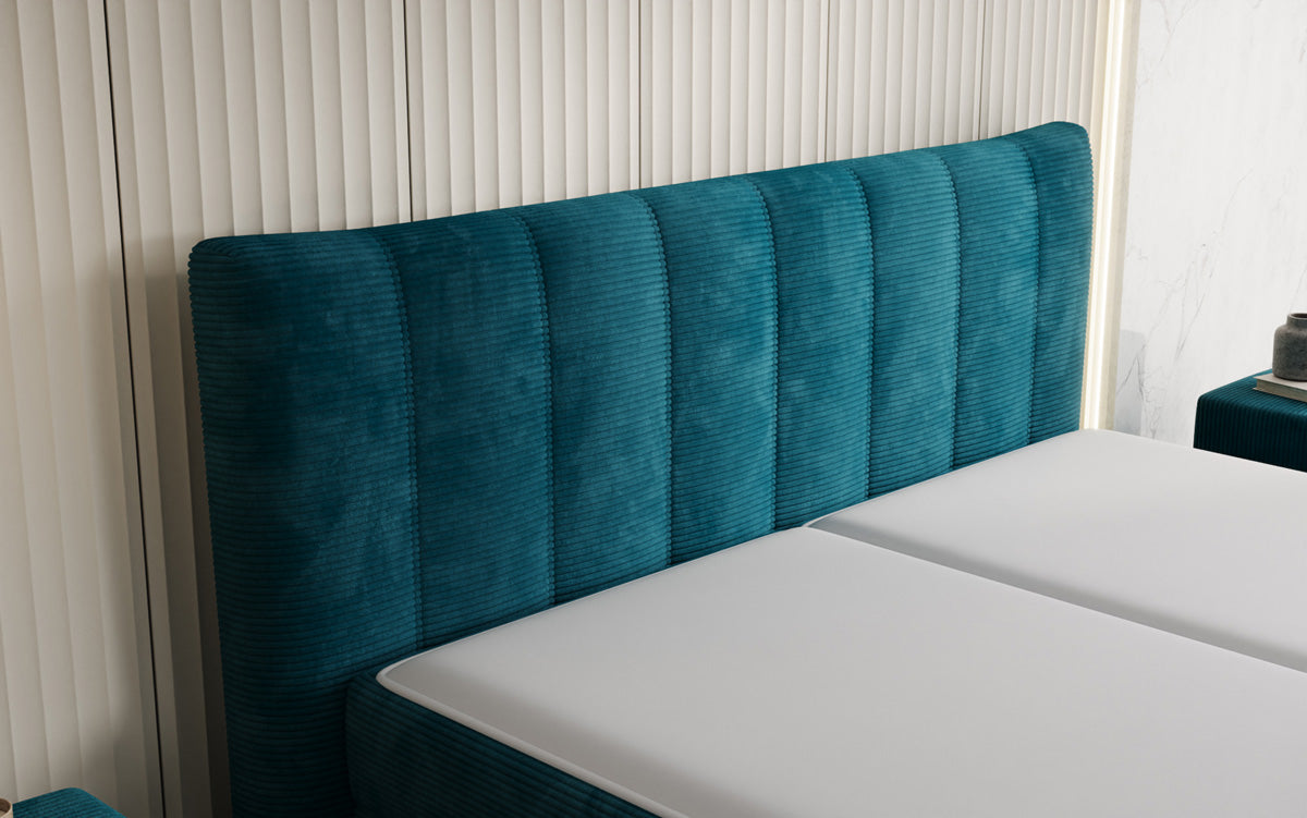 Ines box spring bed in Corduroy with storage
