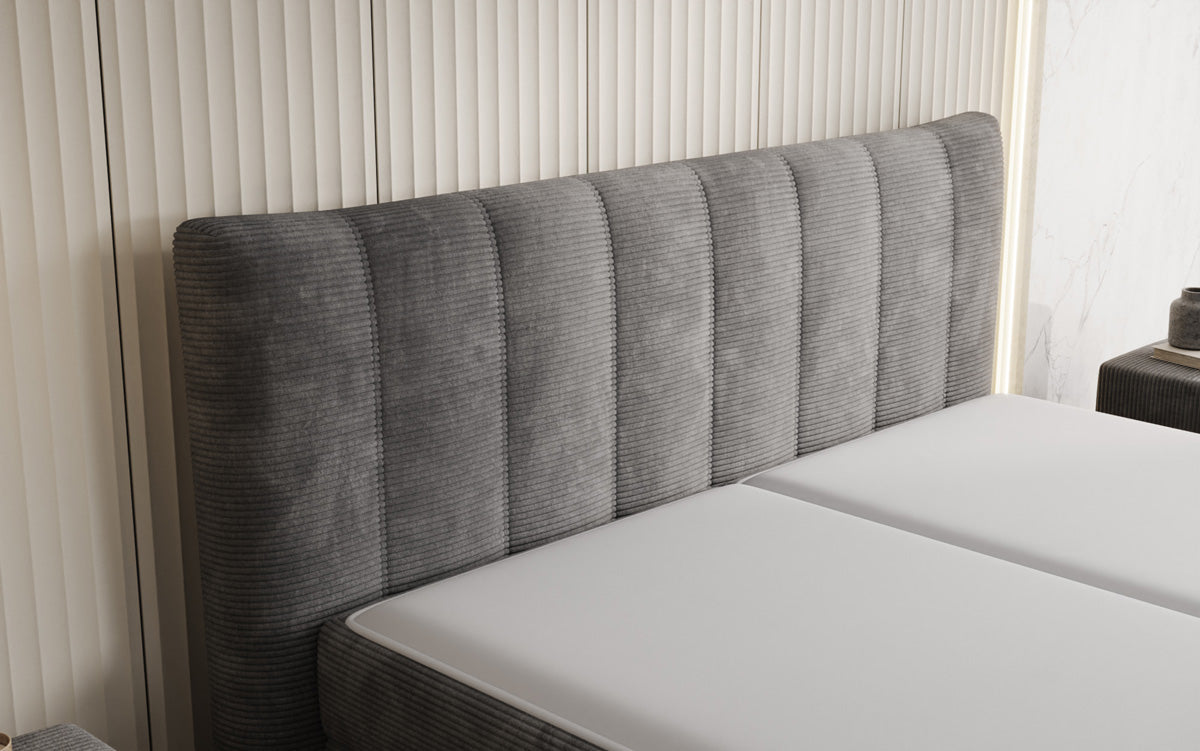 Ines box spring bed in Corduroy with storage