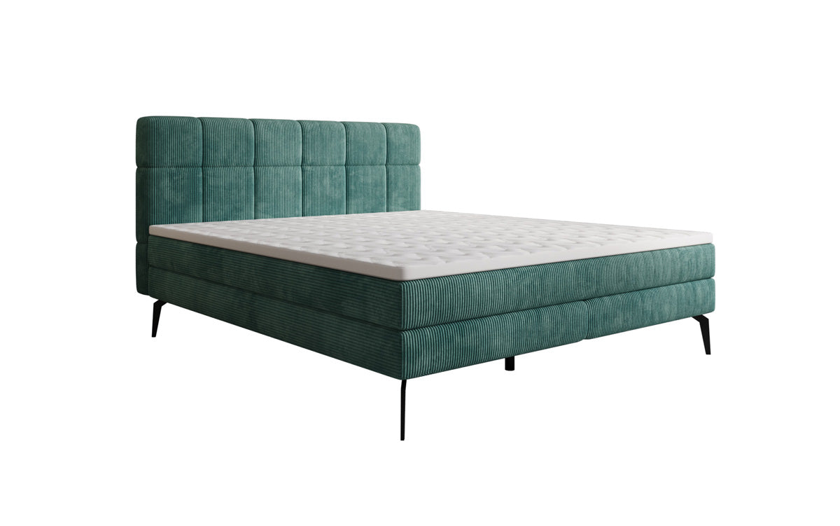 Boxspringbett Vera aus Cord mat héije Féiss