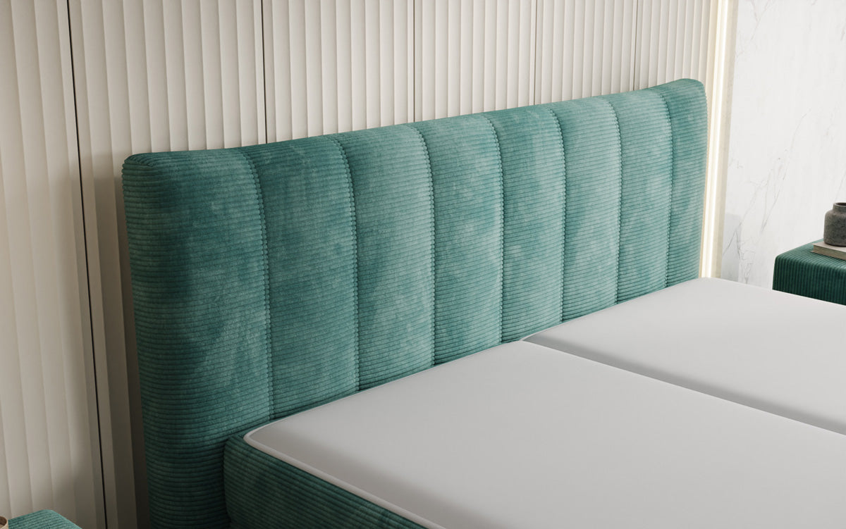 Ines box spring bed in Corduroy with storage