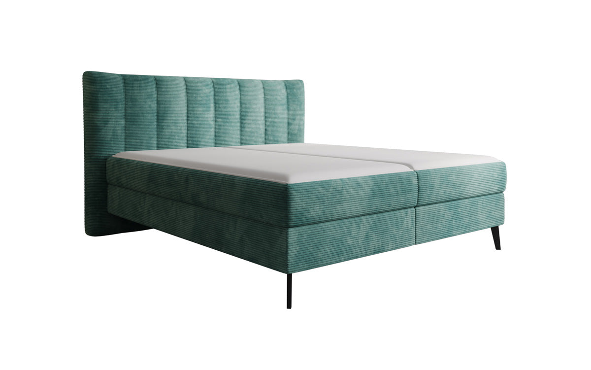 Ines box spring bed in Corduroy with storage