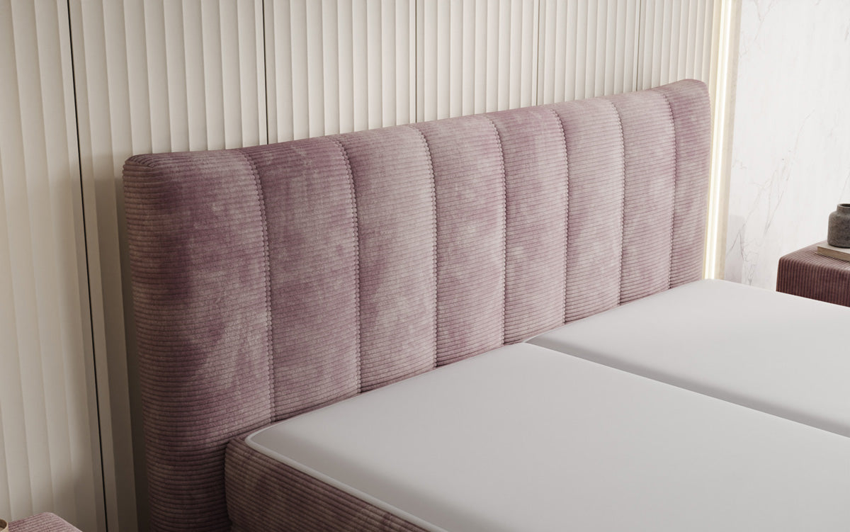 Ines box spring bed in Corduroy with storage