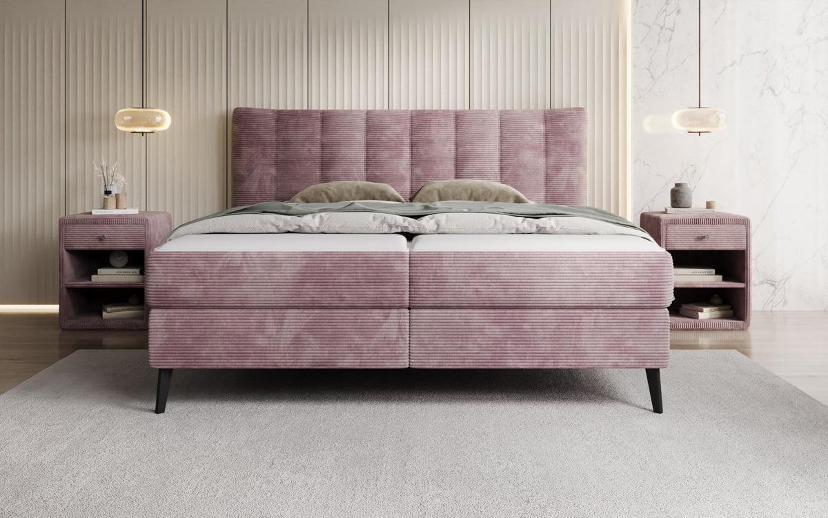 Ines box spring bed in Corduroy with storage