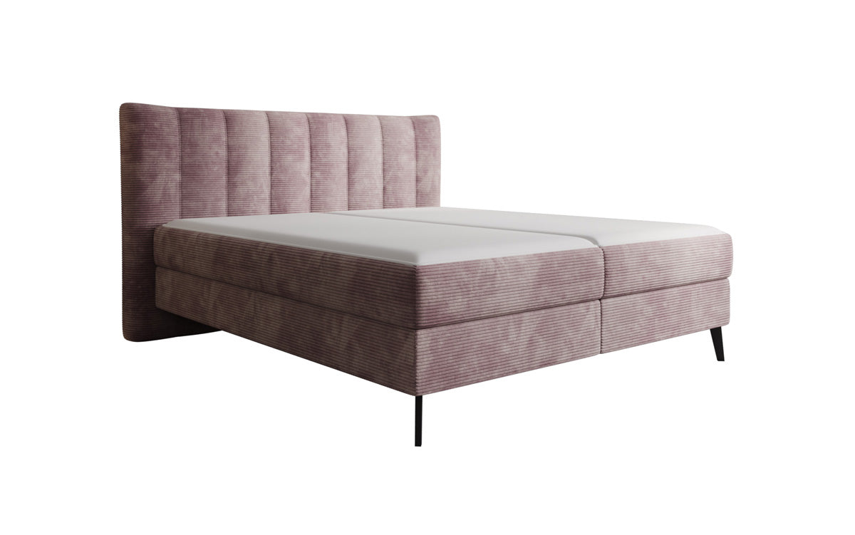 Ines box spring bed in Corduroy with storage