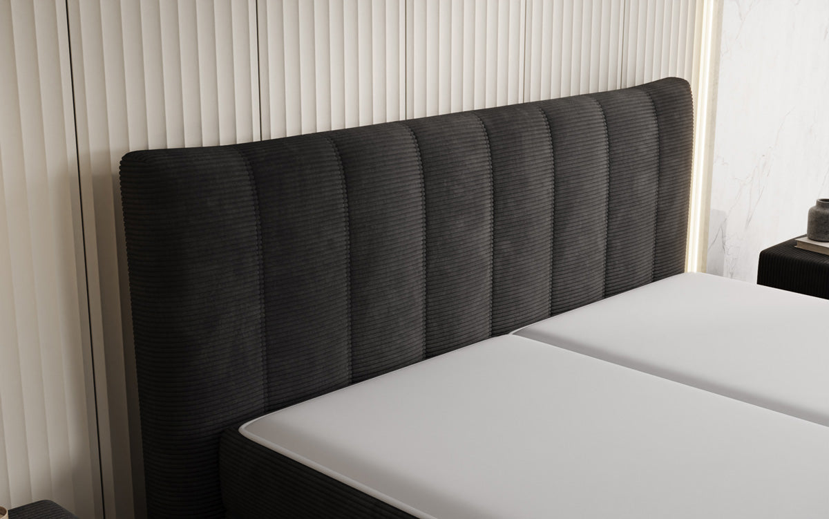 Ines box spring bed in Corduroy with storage