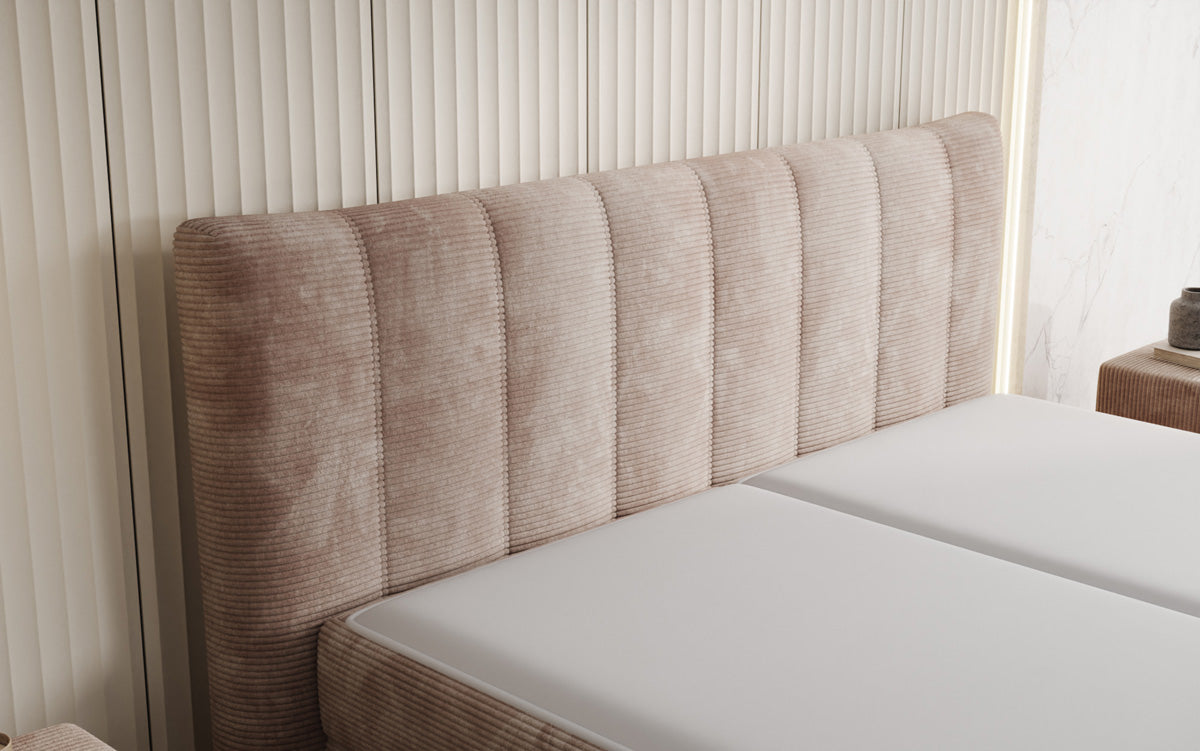 Ines box spring bed in Corduroy with storage