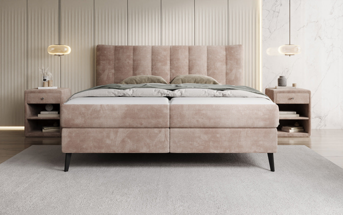 Ines box spring bed in Corduroy with storage