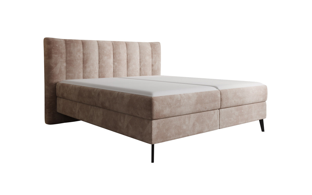 Ines box spring bed in Corduroy with storage