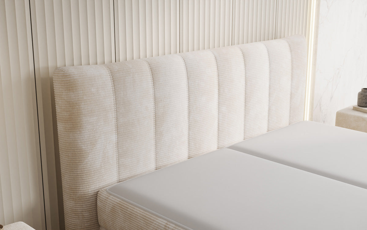 Ines box spring bed in Corduroy with storage