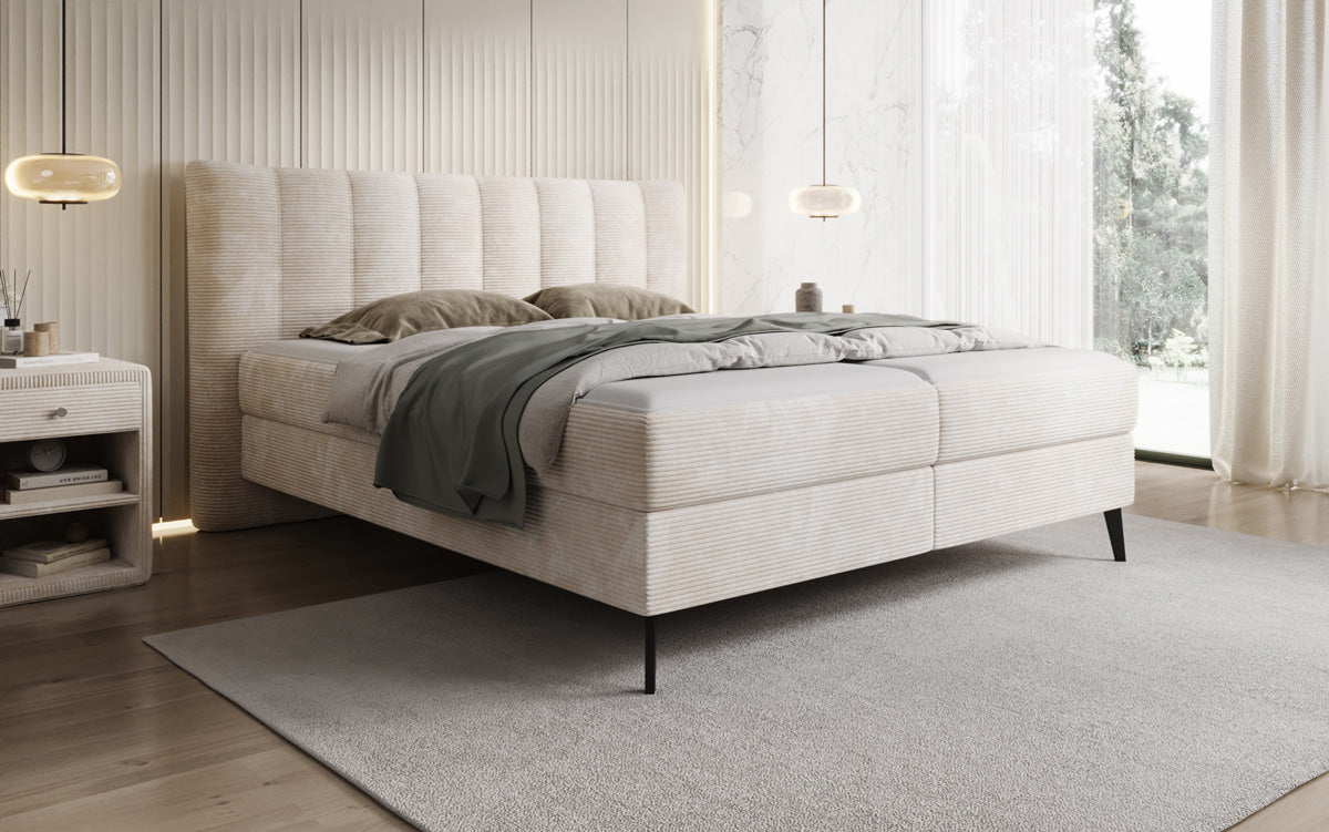 Ines box spring bed in Corduroy with storage