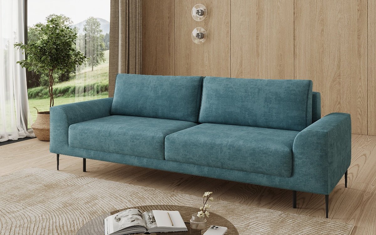 Canapé design 3 places Bloom en Côtelé avec fonction couchage et espace de rangement