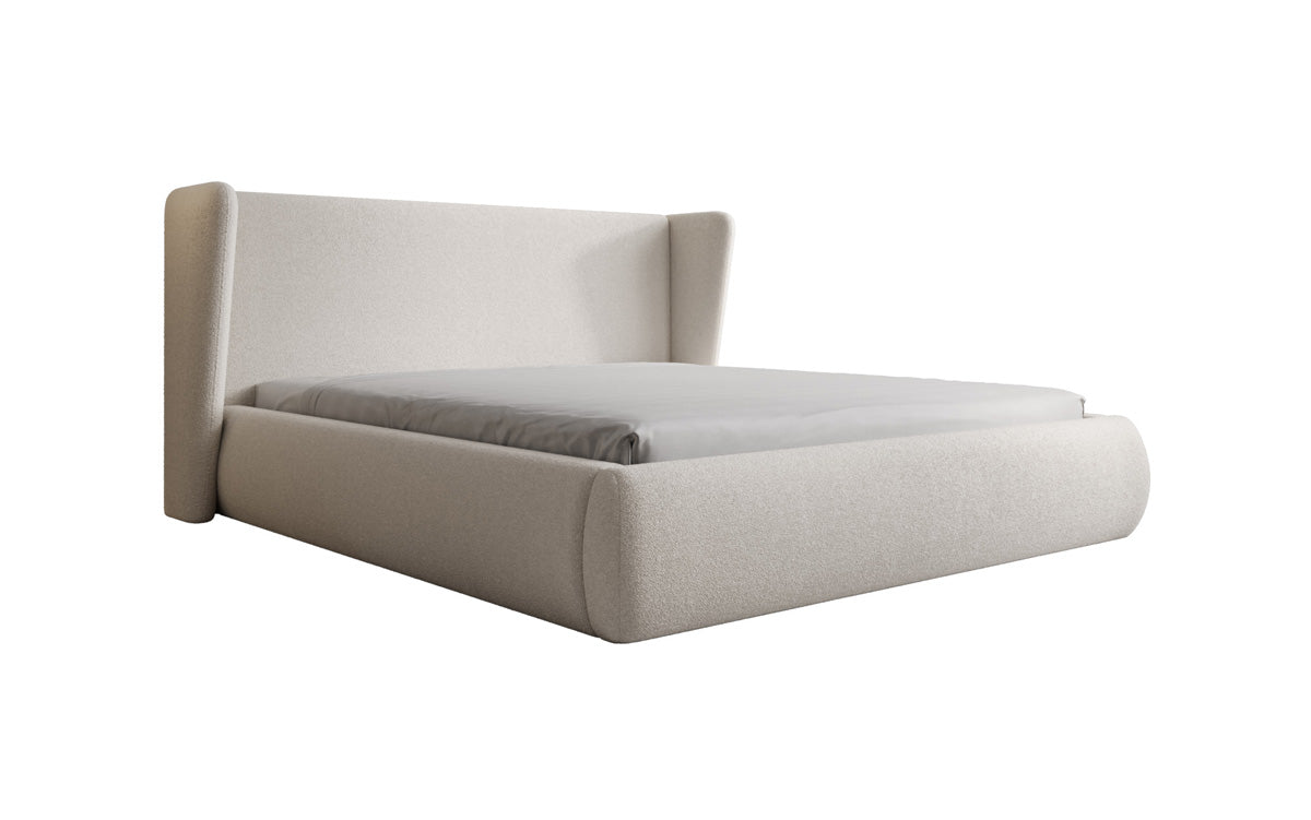 Lit rembourré design Rosalie en Peluche Bouclé avec espace de rangement