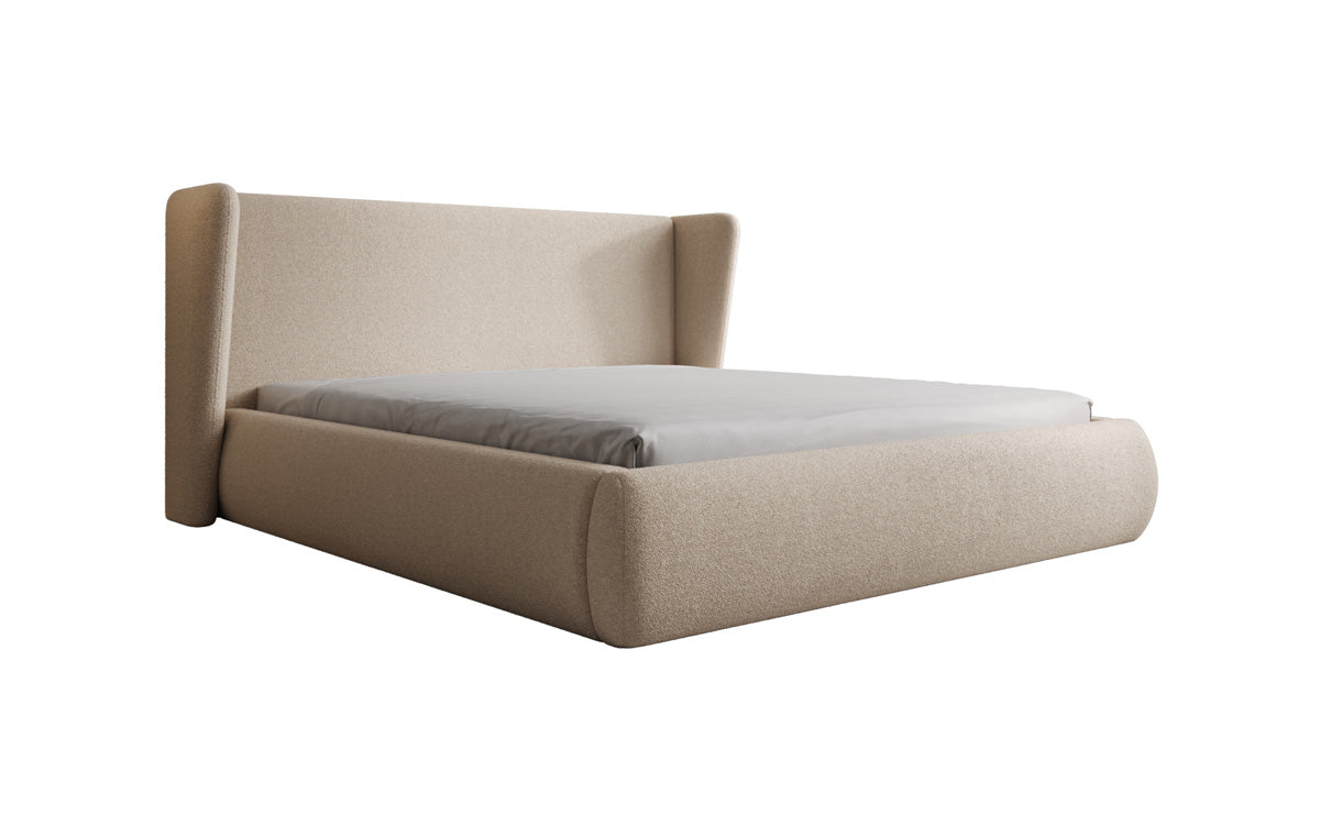 Lit rembourré design Rosalie en Peluche Bouclé avec espace de rangement