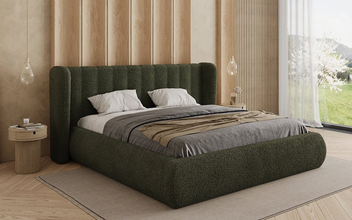 Designer Polsterbett Valentina Bouclé mit Stauraum