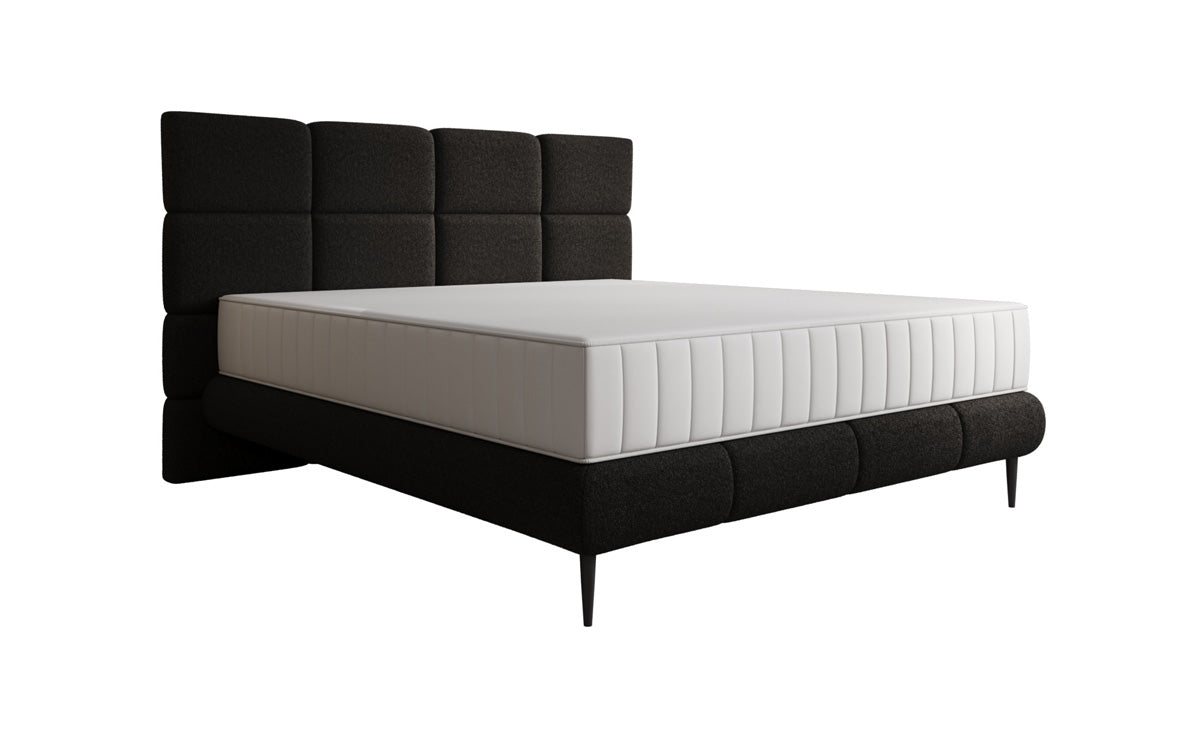 Boxspringbett Nessa mit hohen Füßen in Teddy Bouclé