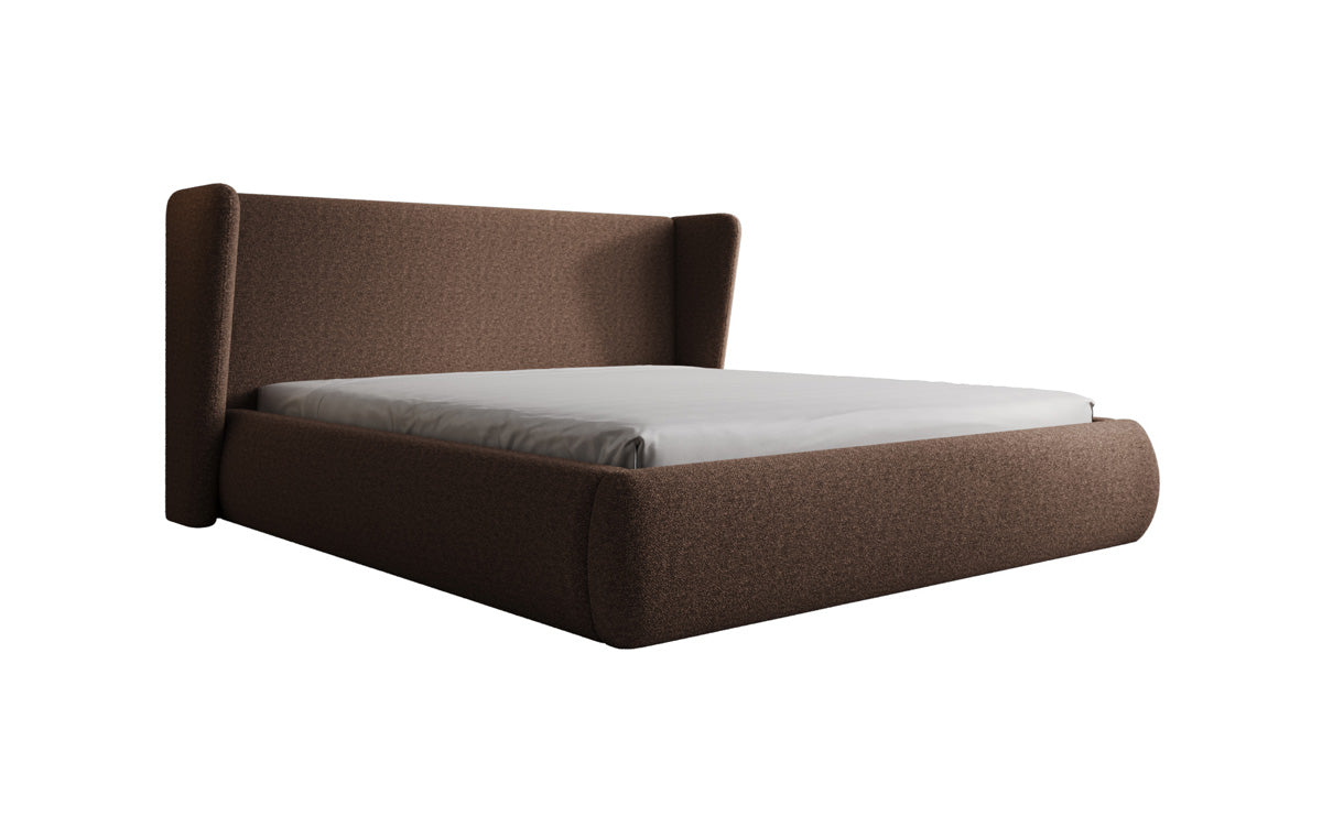 Lit rembourré design Rosalie en Peluche Bouclé avec espace de rangement