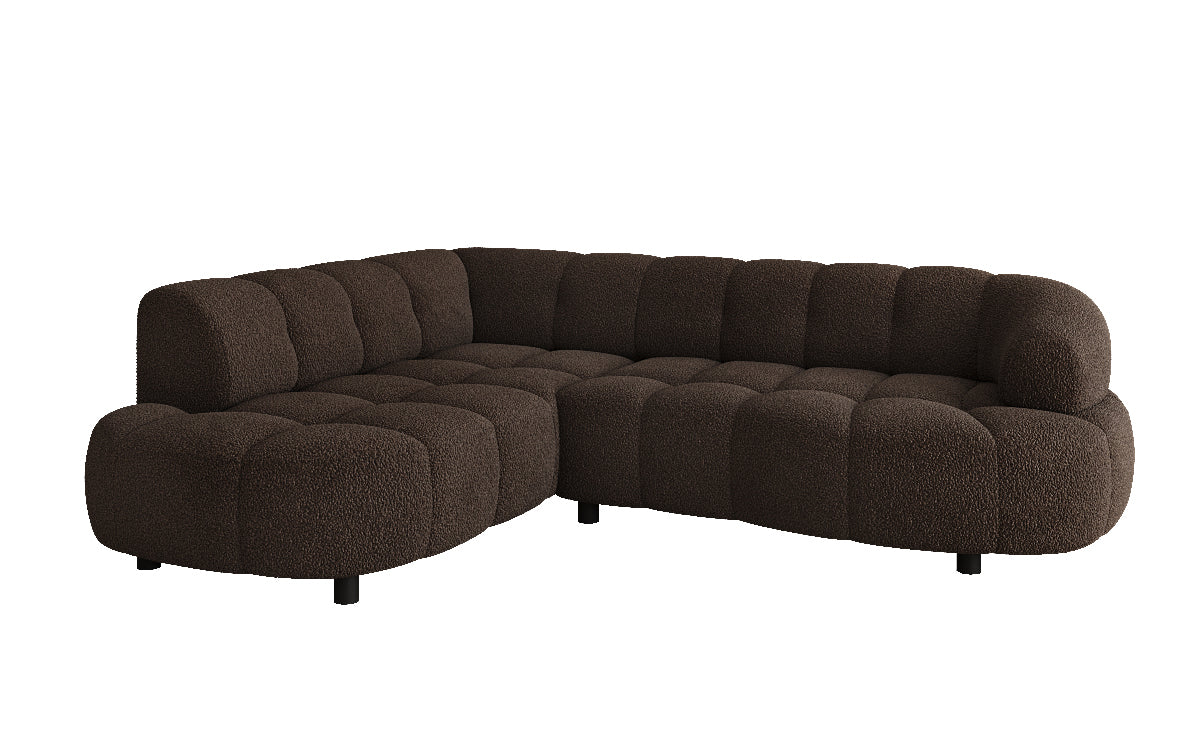 Designer Sofa Olivia Mini in Teddy Bouclé mit elektrischer Sitzerweiterung