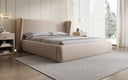 Designer upholstered bed Rosalie in textured fabric with storage