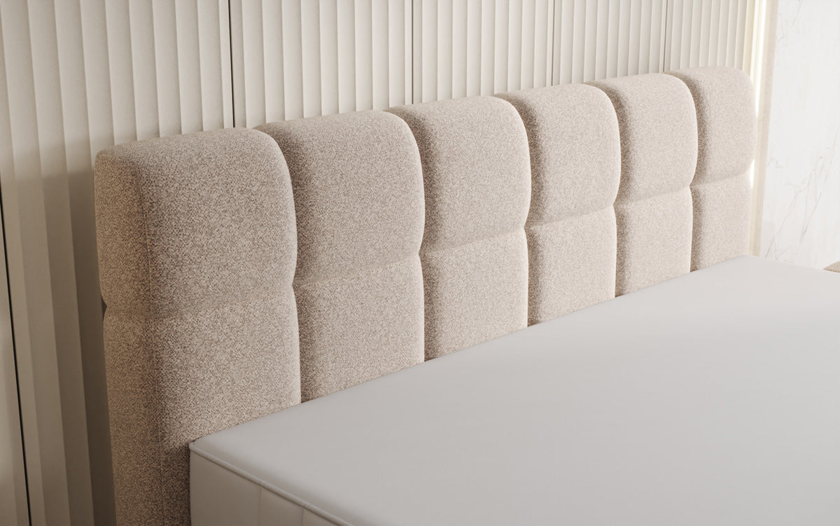 Lit boxspring Nala en tissu texturé avec effet flottant