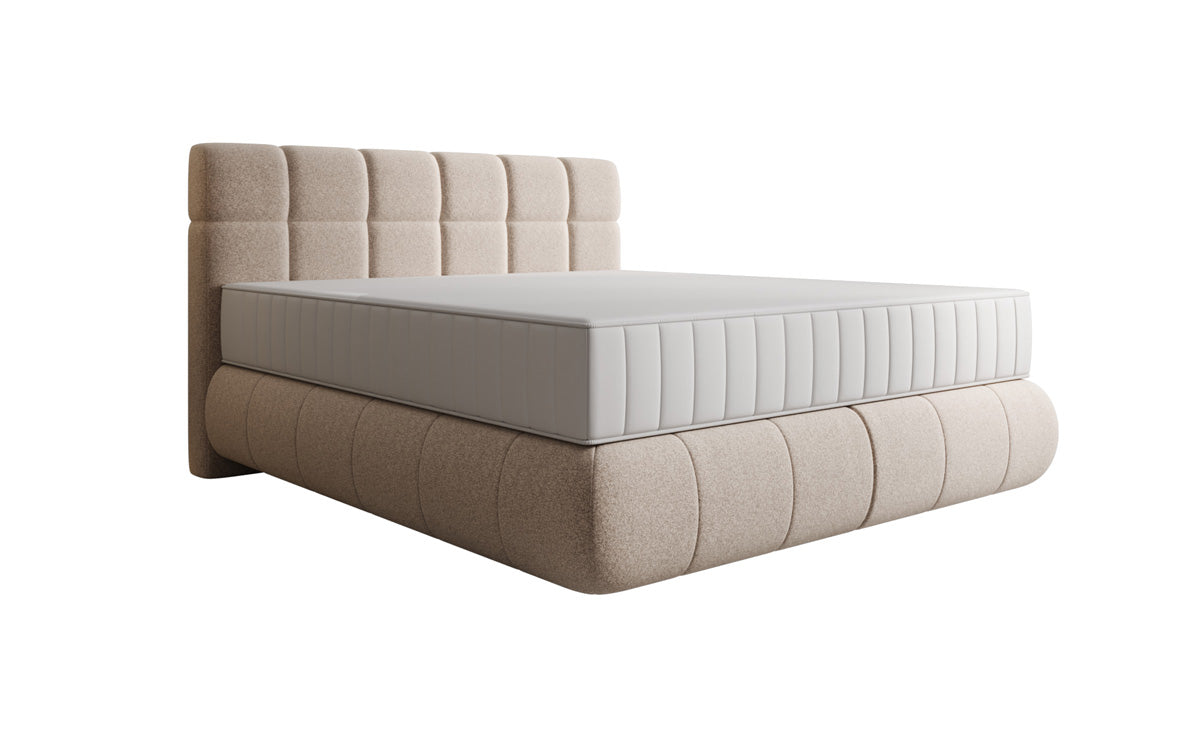 Lit boxspring Nala en tissu texturé avec effet flottant
