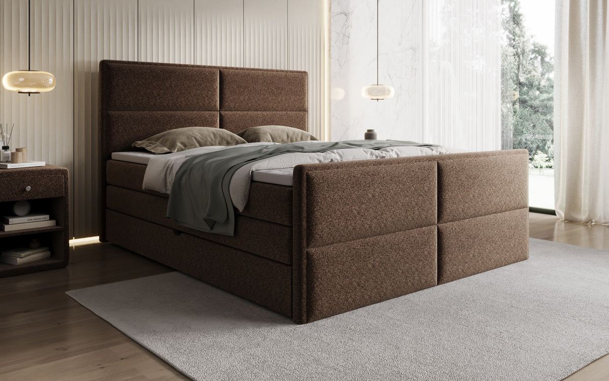 Boxspringbett Viola in Strukturstoff mit Stauraum