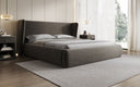 Designer upholstered bed Rosalie in textured fabric with storage