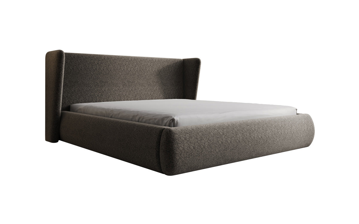 Designer Polsterbett Rosalie in Strukturstoff mit Stauraum
