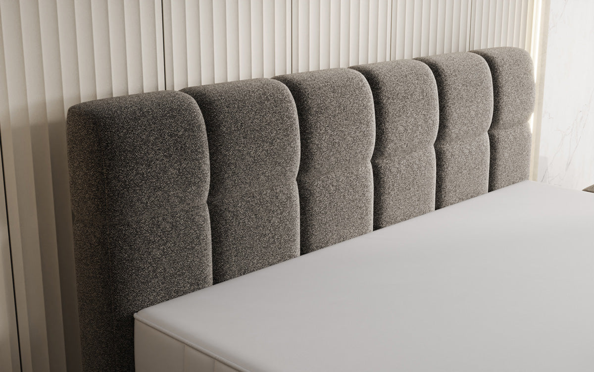 Lit boxspring Nala en tissu texturé avec effet flottant
