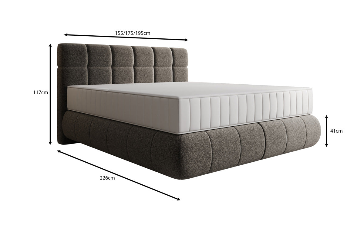 Lit boxspring Nala en tissu texturé avec effet flottant