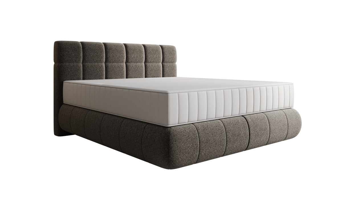 Lit boxspring Nala en tissu texturé avec effet flottant