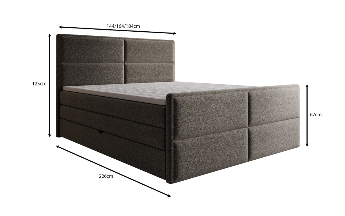 Boxspringbett Viola in Strukturstoff mit Stauraum