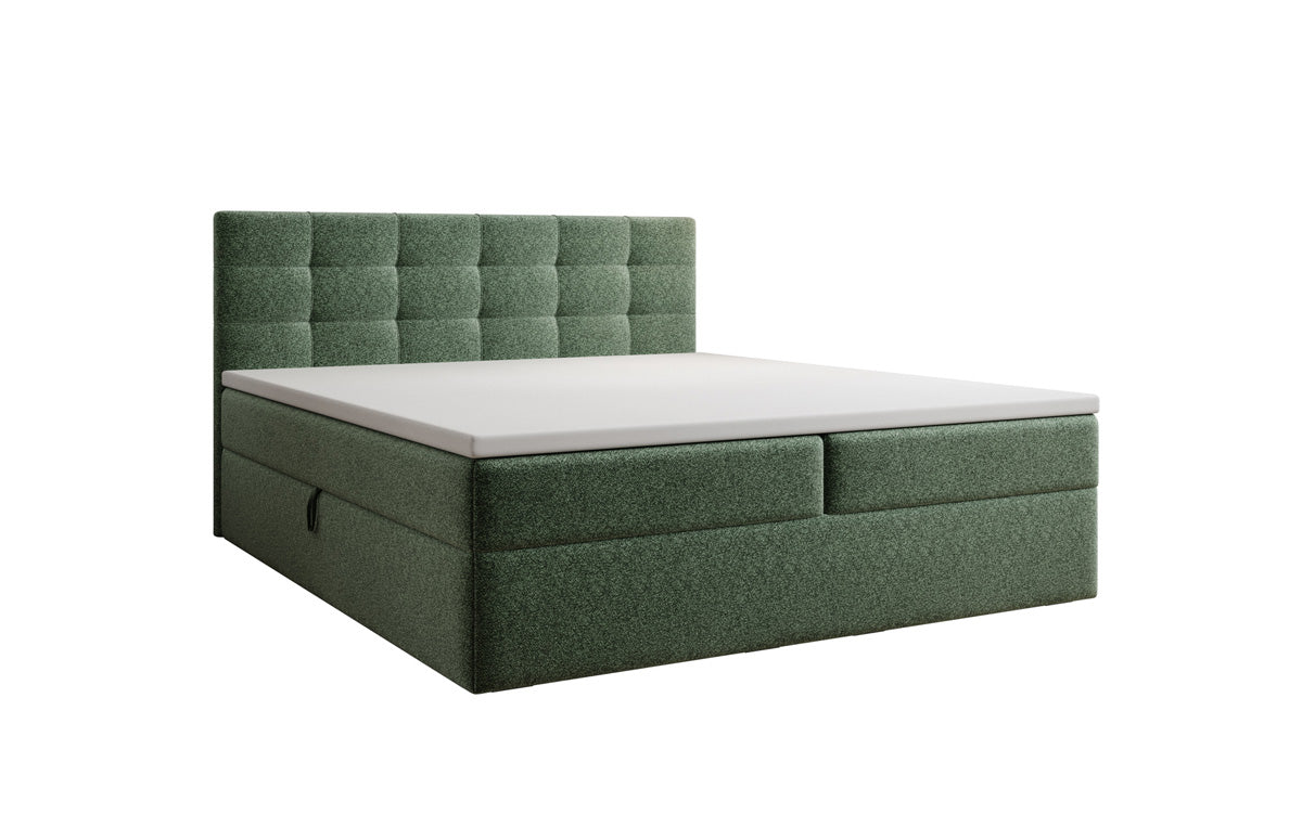 Lux box spring bed in textured fabric with storage