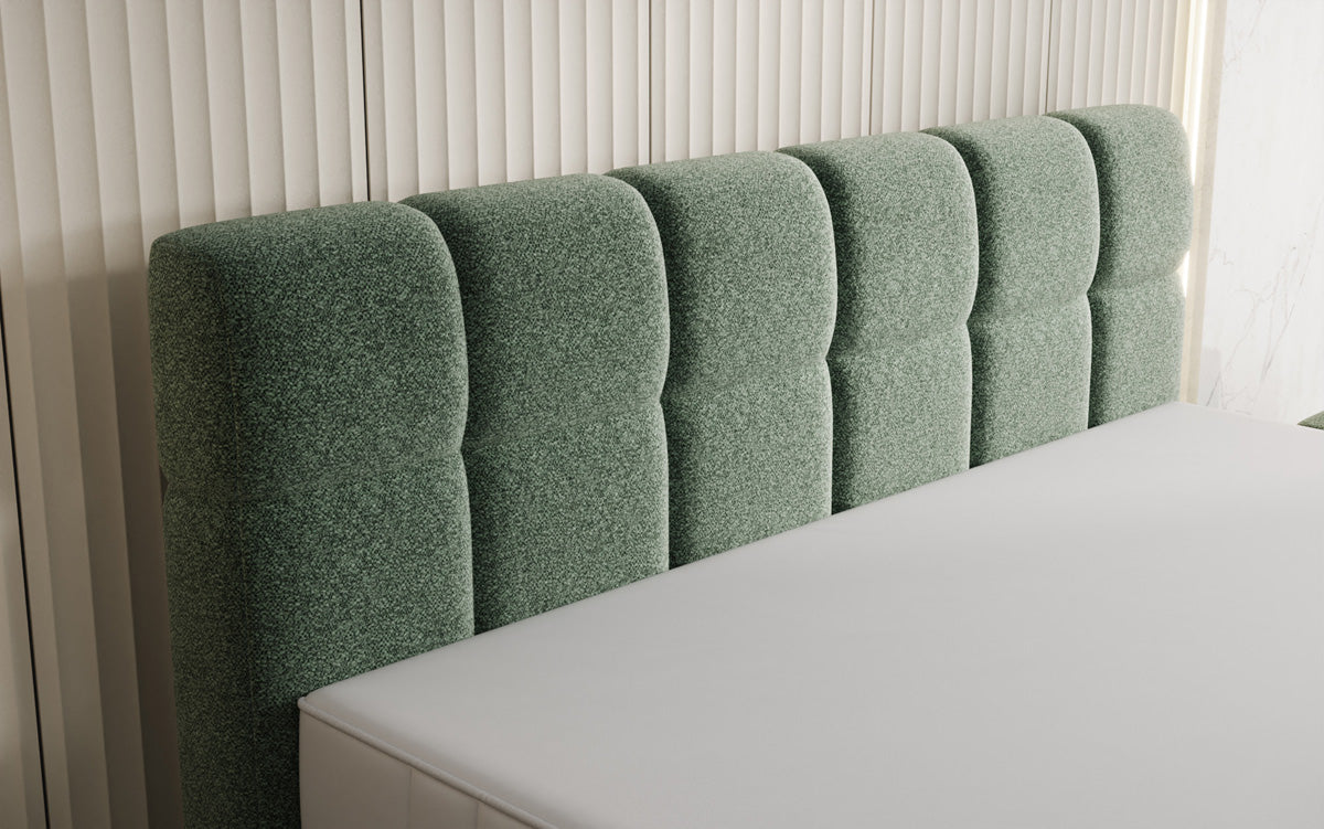 Lit boxspring Nala en tissu texturé avec effet flottant
