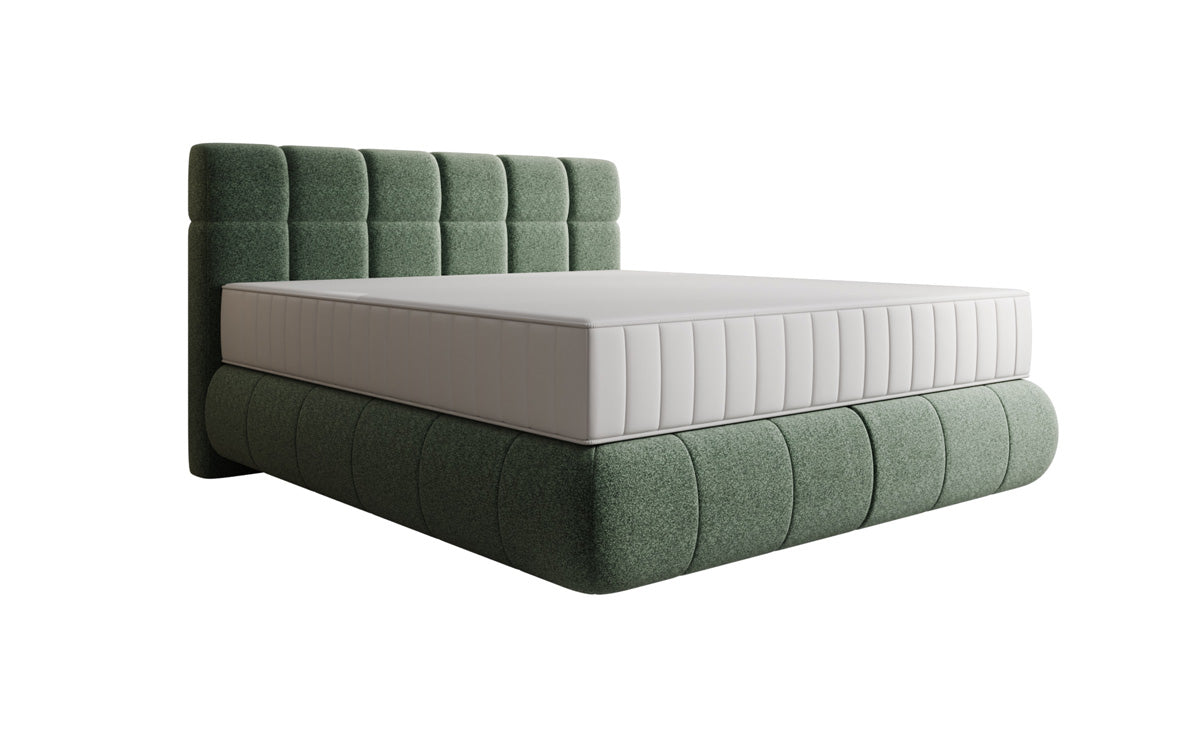 Lit boxspring Nala en tissu texturé avec effet flottant