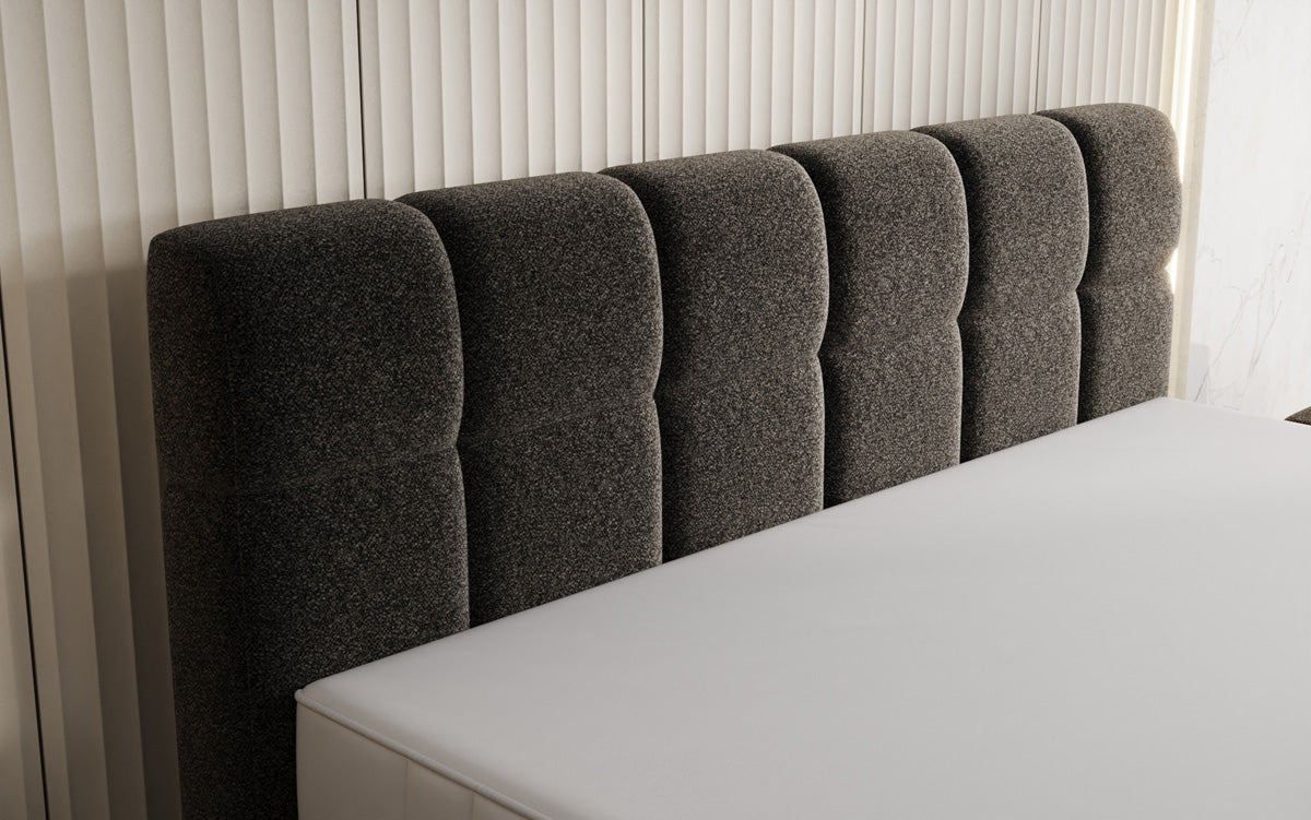 Lit boxspring Nala en tissu texturé avec effet flottant