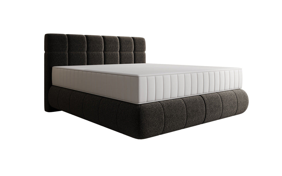 Lit boxspring Nala en tissu texturé avec effet flottant