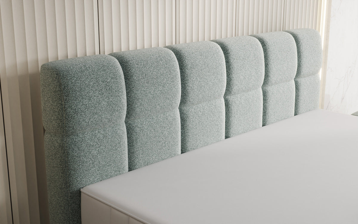 Lit boxspring Nala en tissu texturé avec effet flottant